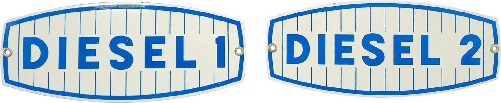 Group of Two Champlin Diesel #1 and #2 Single Sided Porcelain Gas Pump Plate Signs (1 of 2)