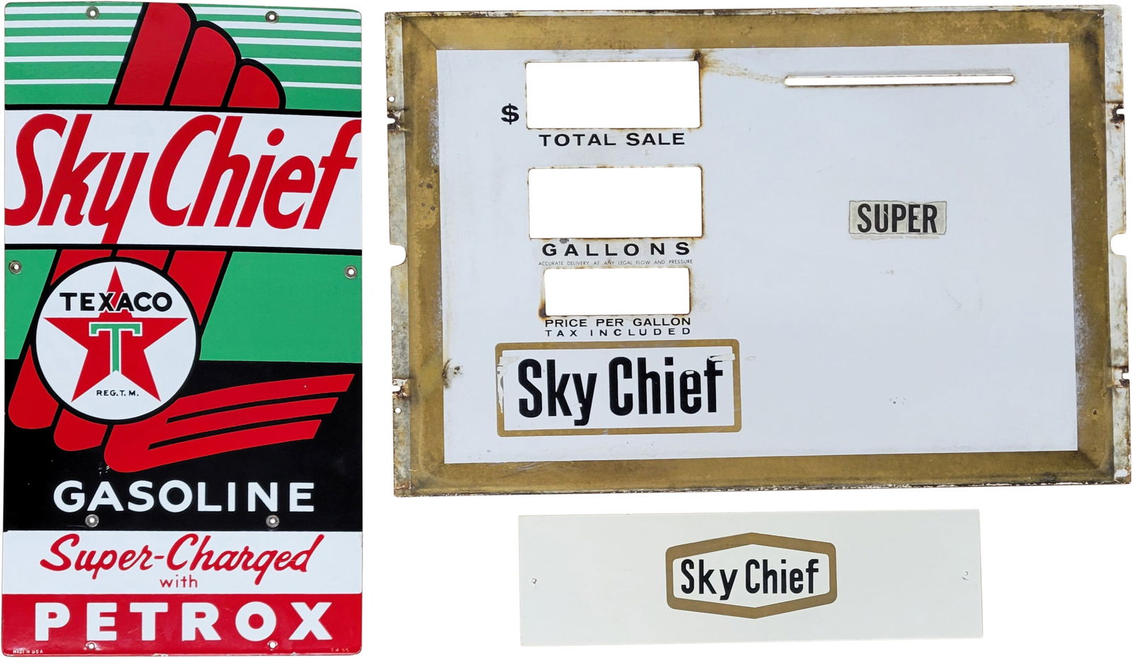 Group of Three Texaco Sky Chief Gas Pump Signs (1 of 2)