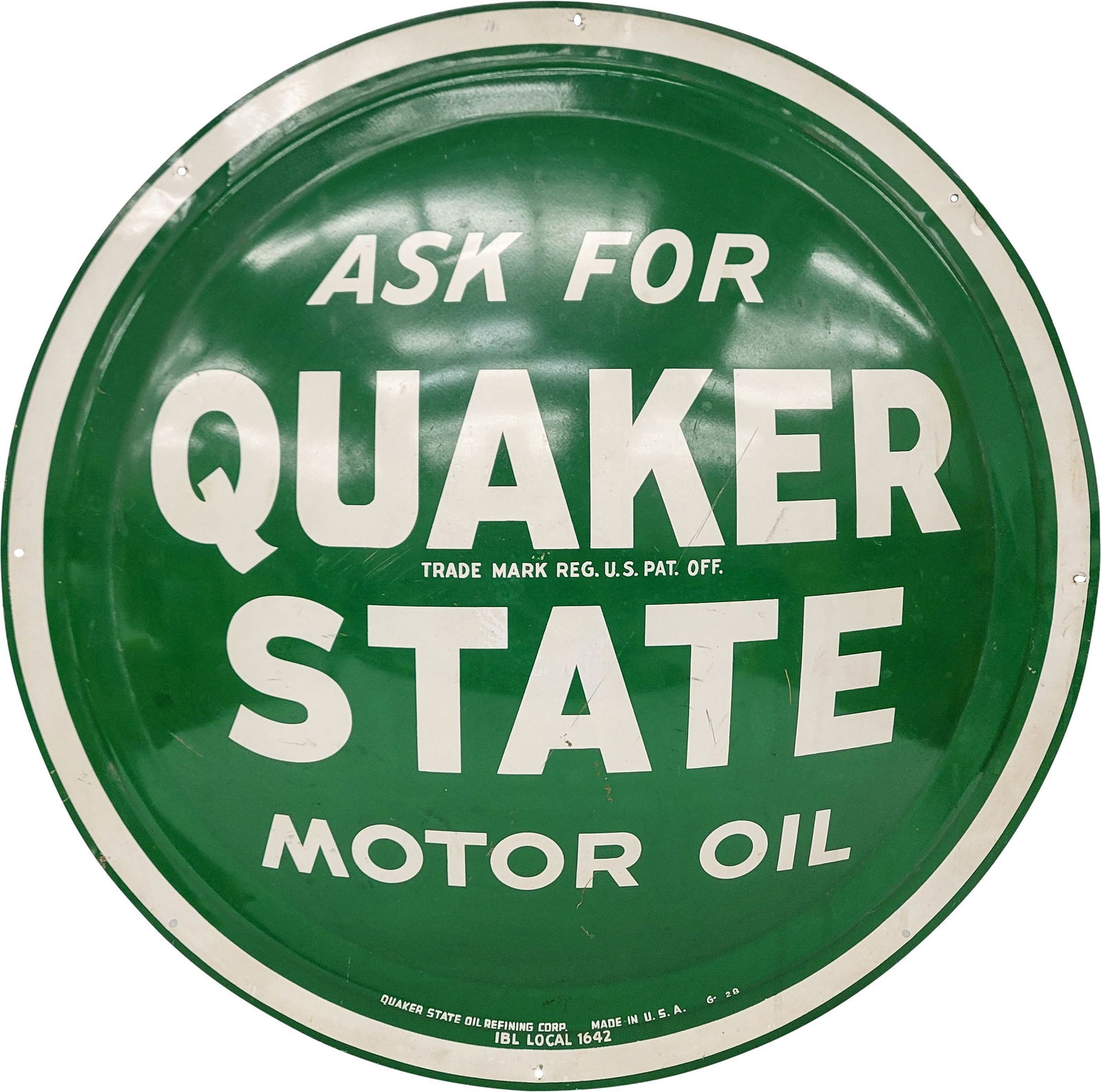 Ask for Quaker State Single Sided Tin Bubble Sign (1 of 2)
