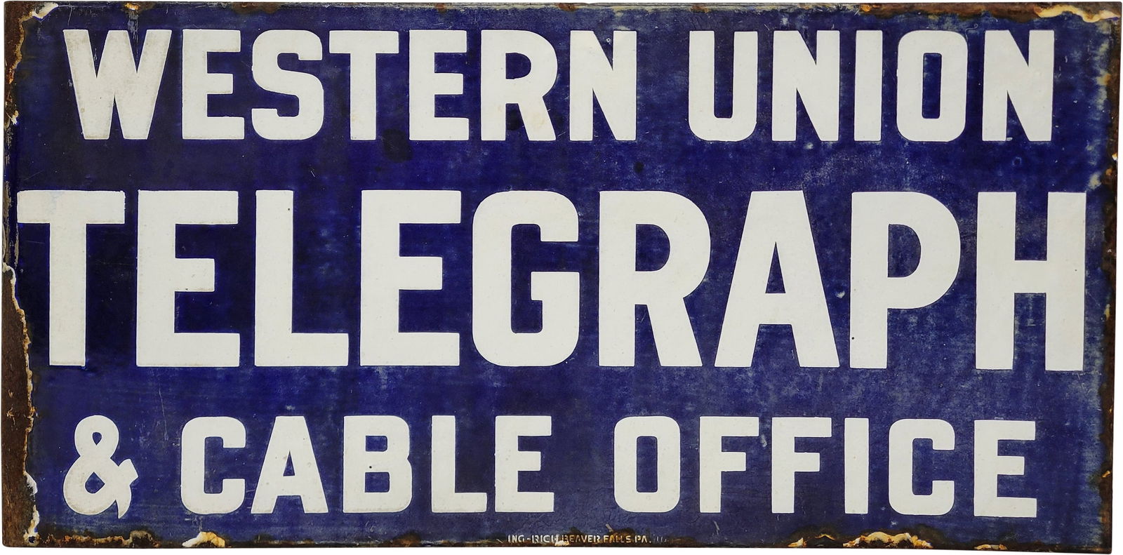 Western Union Telegraph & Cable Office Double Sided Porcelain Flange Sign (1 of 2)