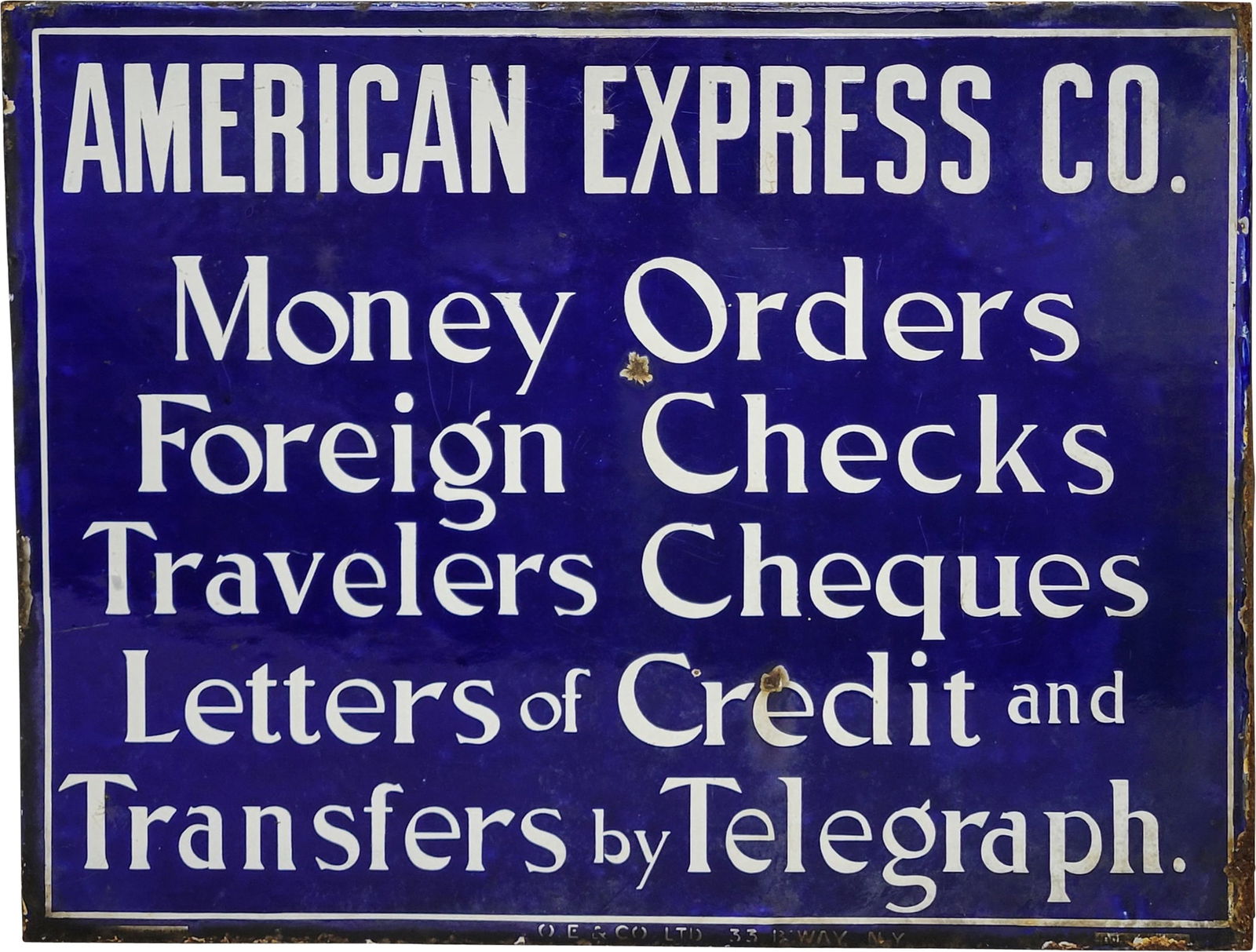 American Express Co. Double Sided Porcelain Flange Sign (1 of 3)