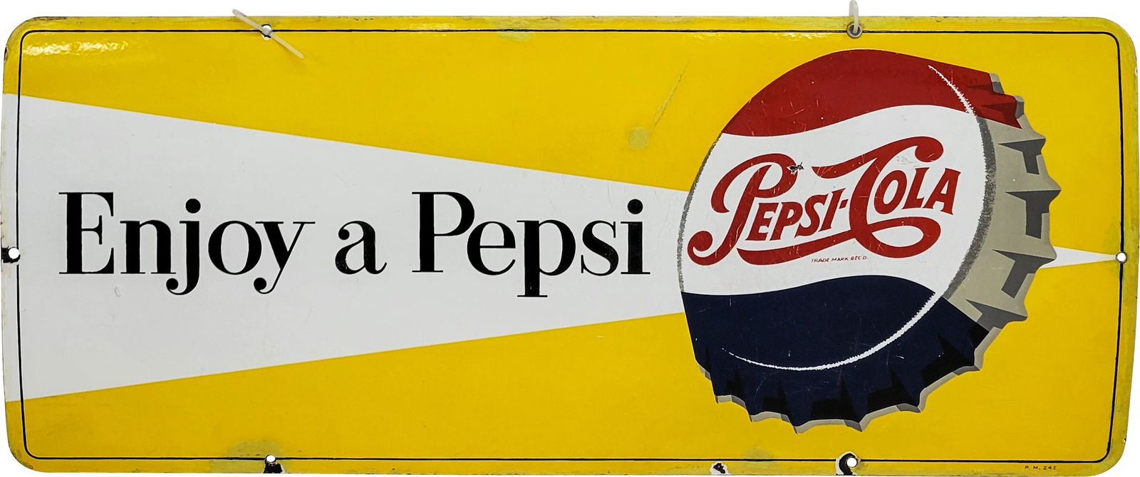 Enjoy a Pepsi Cola Single Sided Porcelain Sign w/ Bottle Cap (1 of 2)