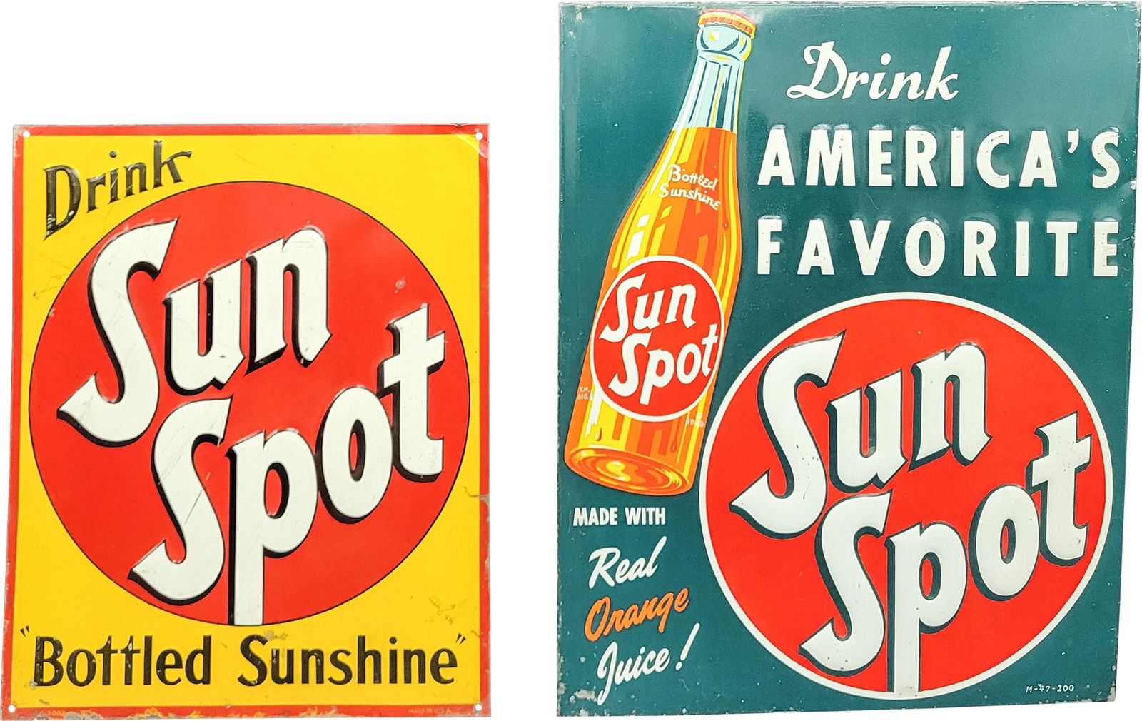 Group of Two Emb. Single Sided Tin Sun Spot Signs (1 of 2)