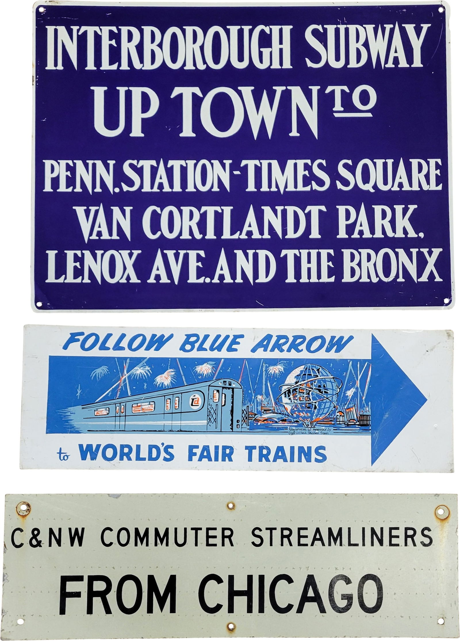 World's Fair, Subway, and Streamliners Single Sided Tin Signs (1 of 2)