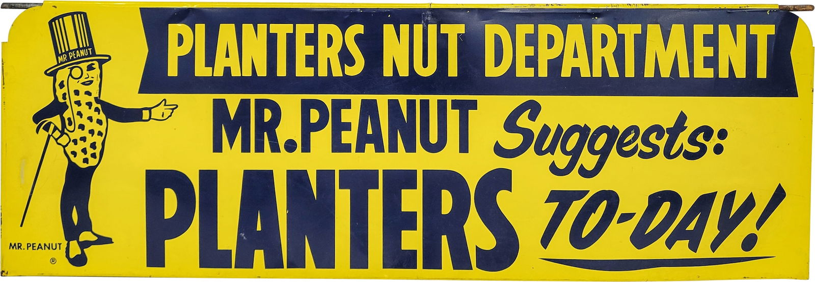 Planters Mr. Peanut Nut Department Double Sided Tin Rack Sign (1 of 2)