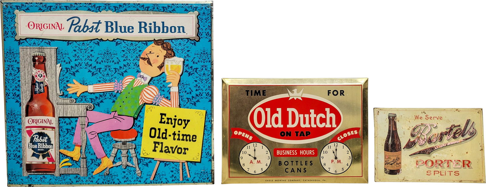 Pabst, Old Dutch and Bartels Tin Over Cardboard Signs (1 of 2)