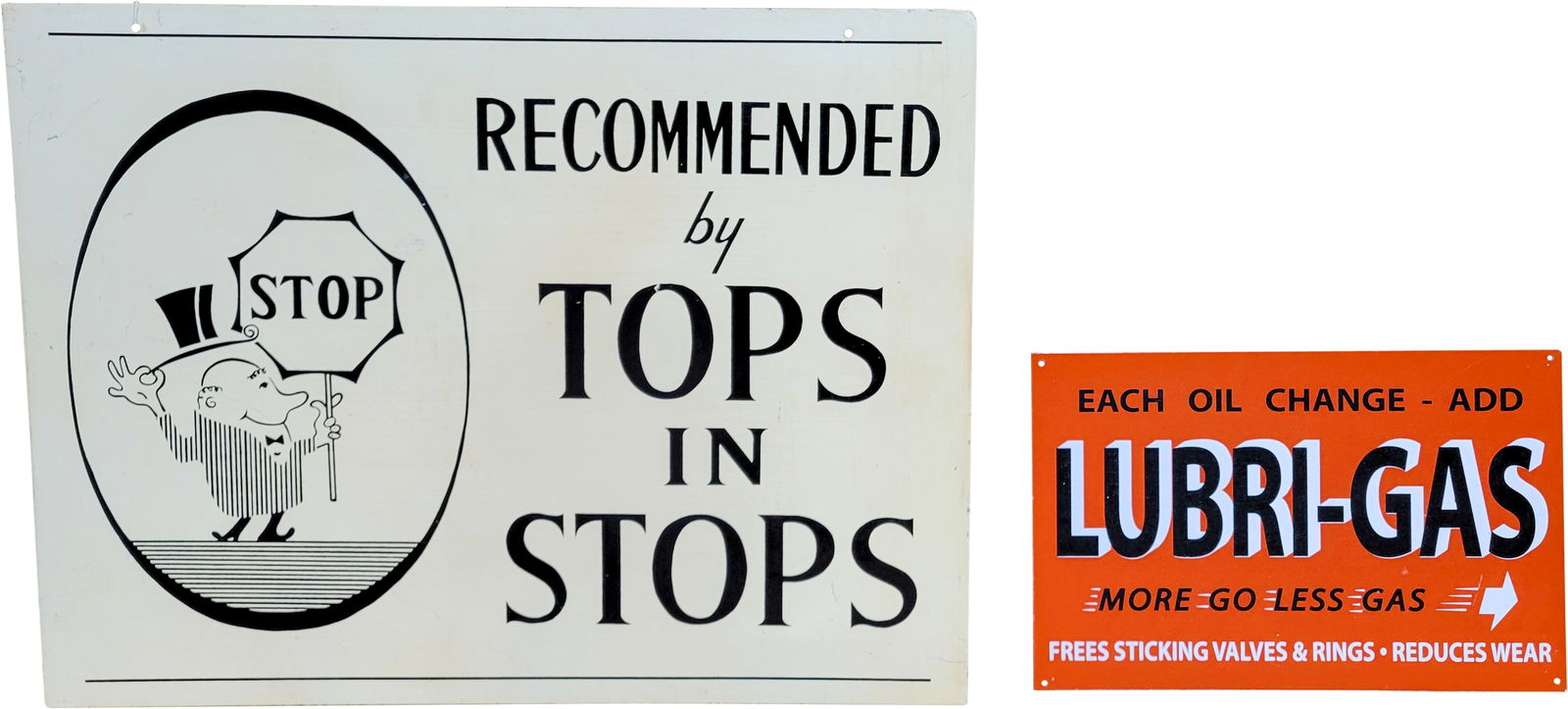 Lubri Gas and Tops In Stops Signs (1 of 2)