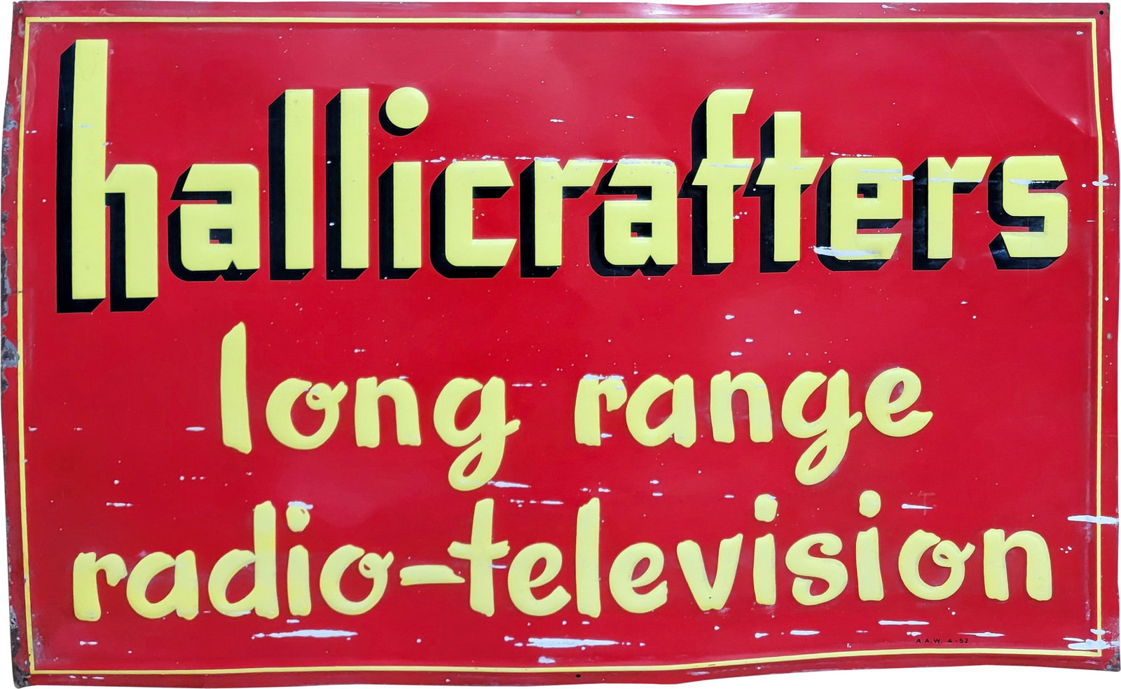 Hallicrafters Long Range Radio Television Single Sided Tin Sign (1 of 2)
