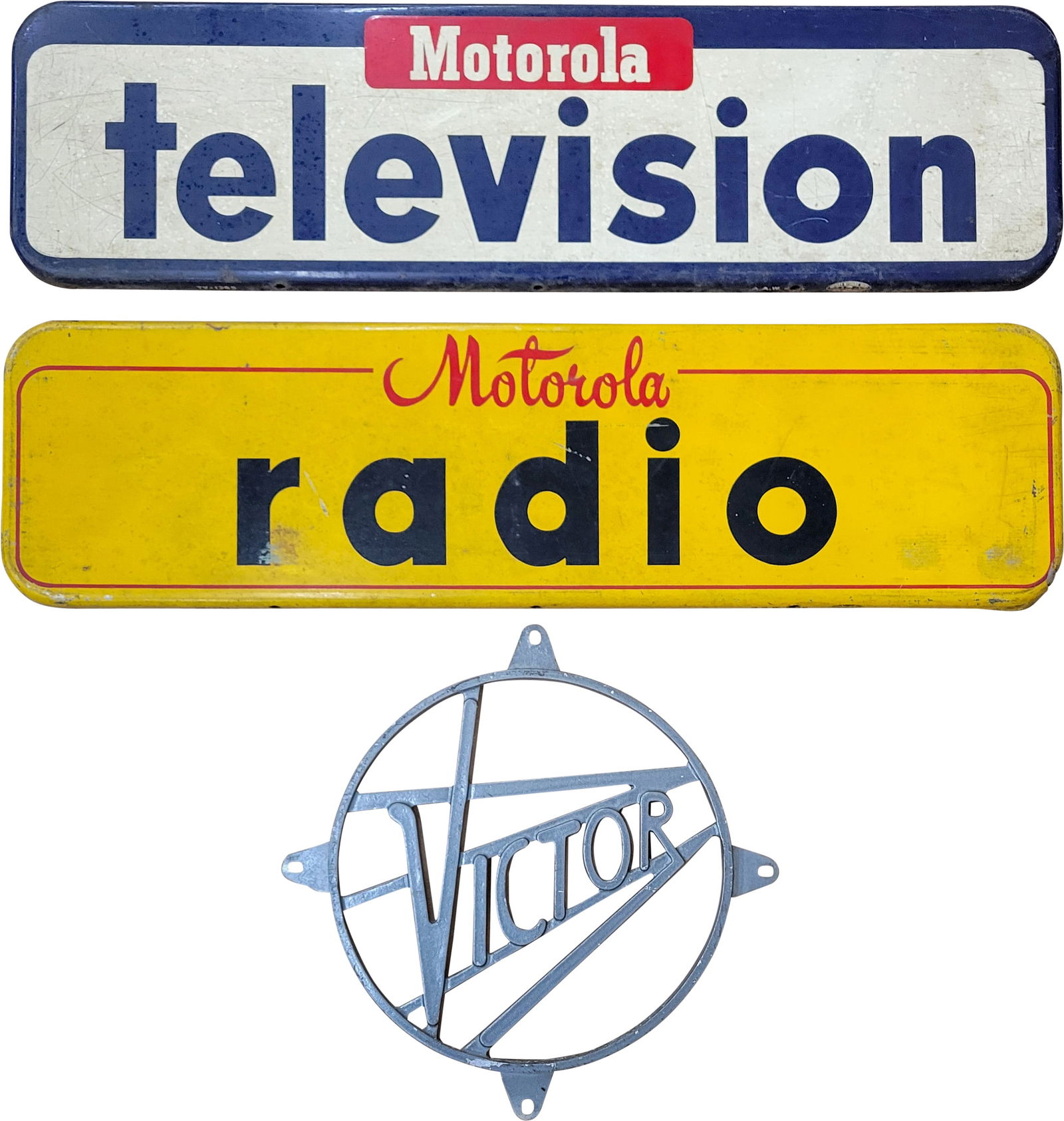 Motorola Signs and 1940's Victor Speaker Grill (1 of 2)