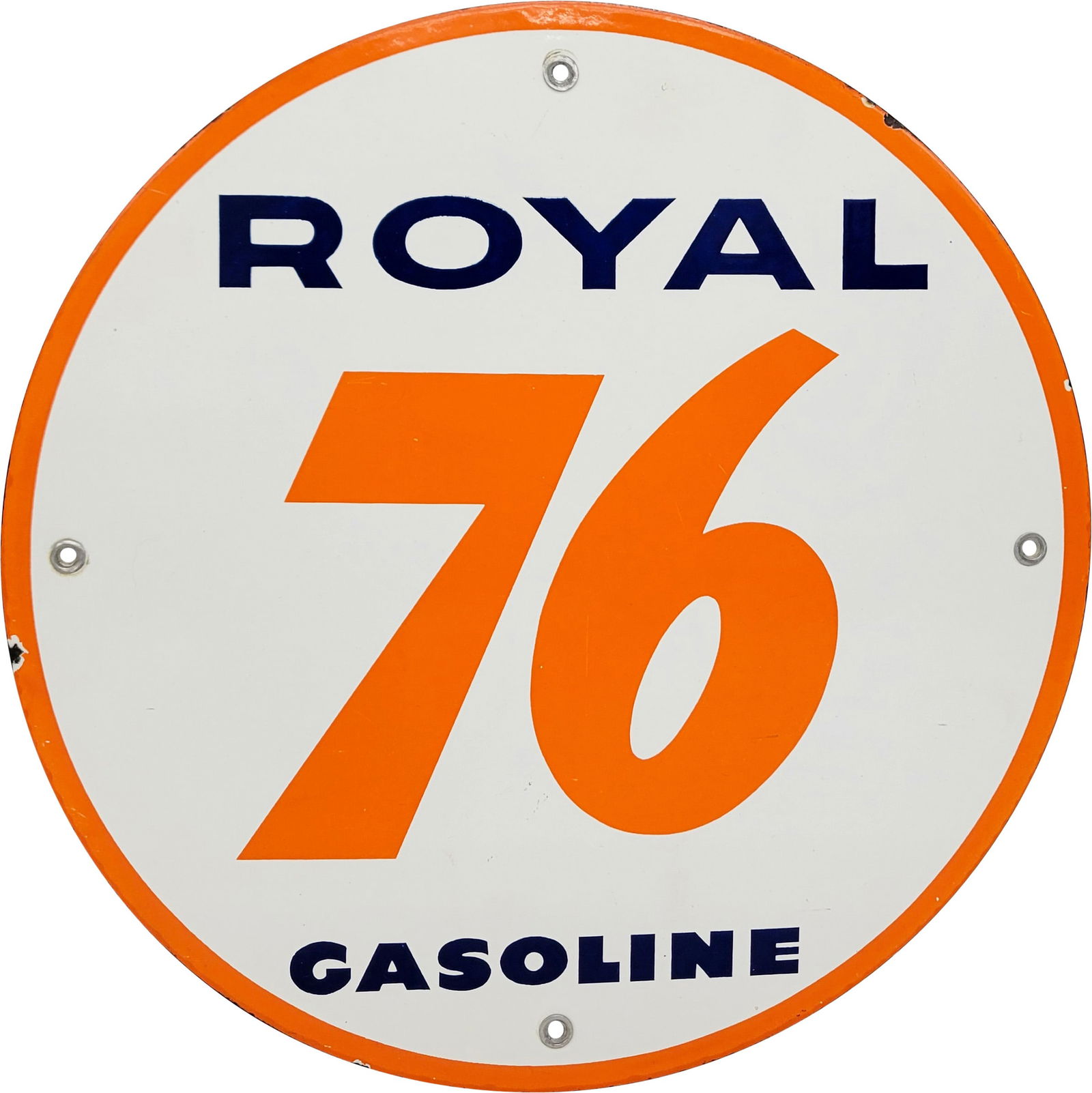 Union 76 Royal Gasoline Single Sided Porcelain Pump Plate Sign (1 of 2)