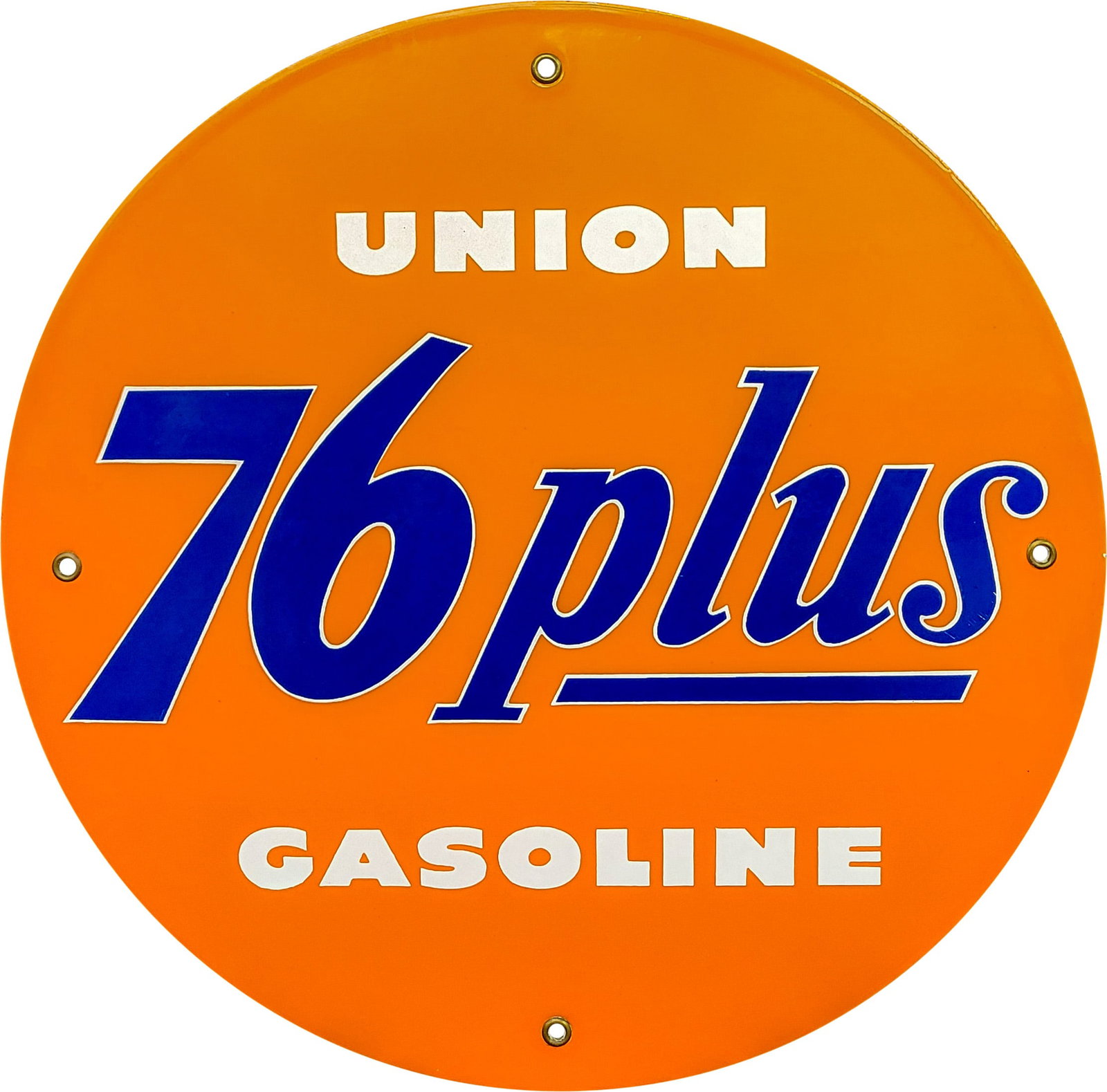 Union 76 Plus Gasoline Single Sided Porcelain Pump Plate Sign (1 of 2)