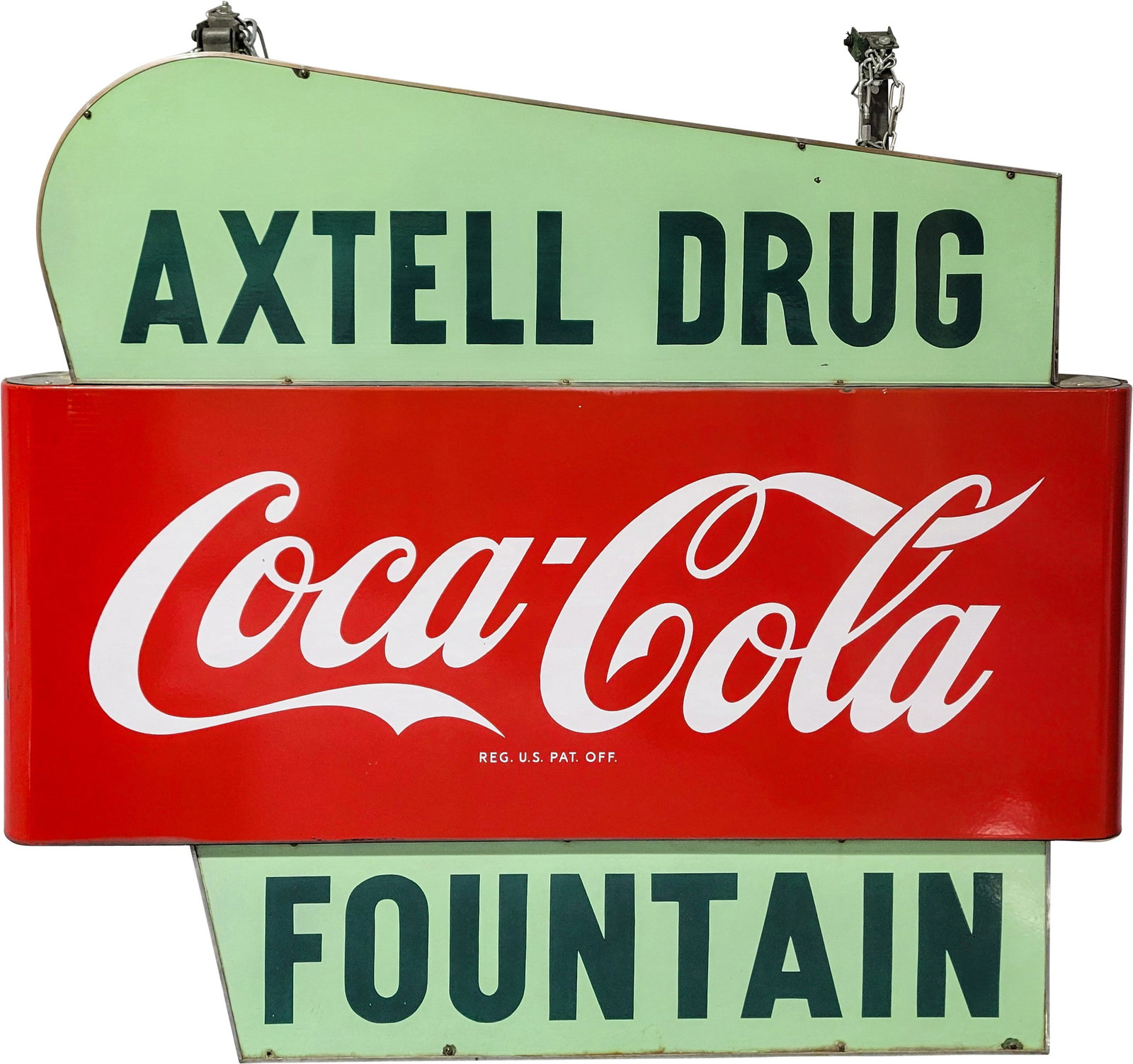 Coca Cola Fountain Axtell Drug 5' Double Sided Porcelain Sign (1 of 2)