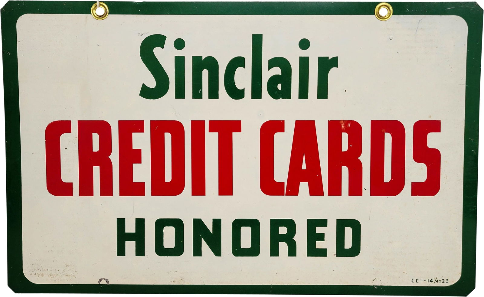 Sinclair Credit Cards Honored Double Sided Tin Service Station Sign (1 of 2)