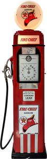Tokheim 36B Computing Gas Pump Restored Texaco Fire Chief: 91" T., Tokheim Model #36 B clock face gas pump has been professionally restored. The pump features bright red paint with high gloss and chrome trim. The painted surface has a few minor areas of wear