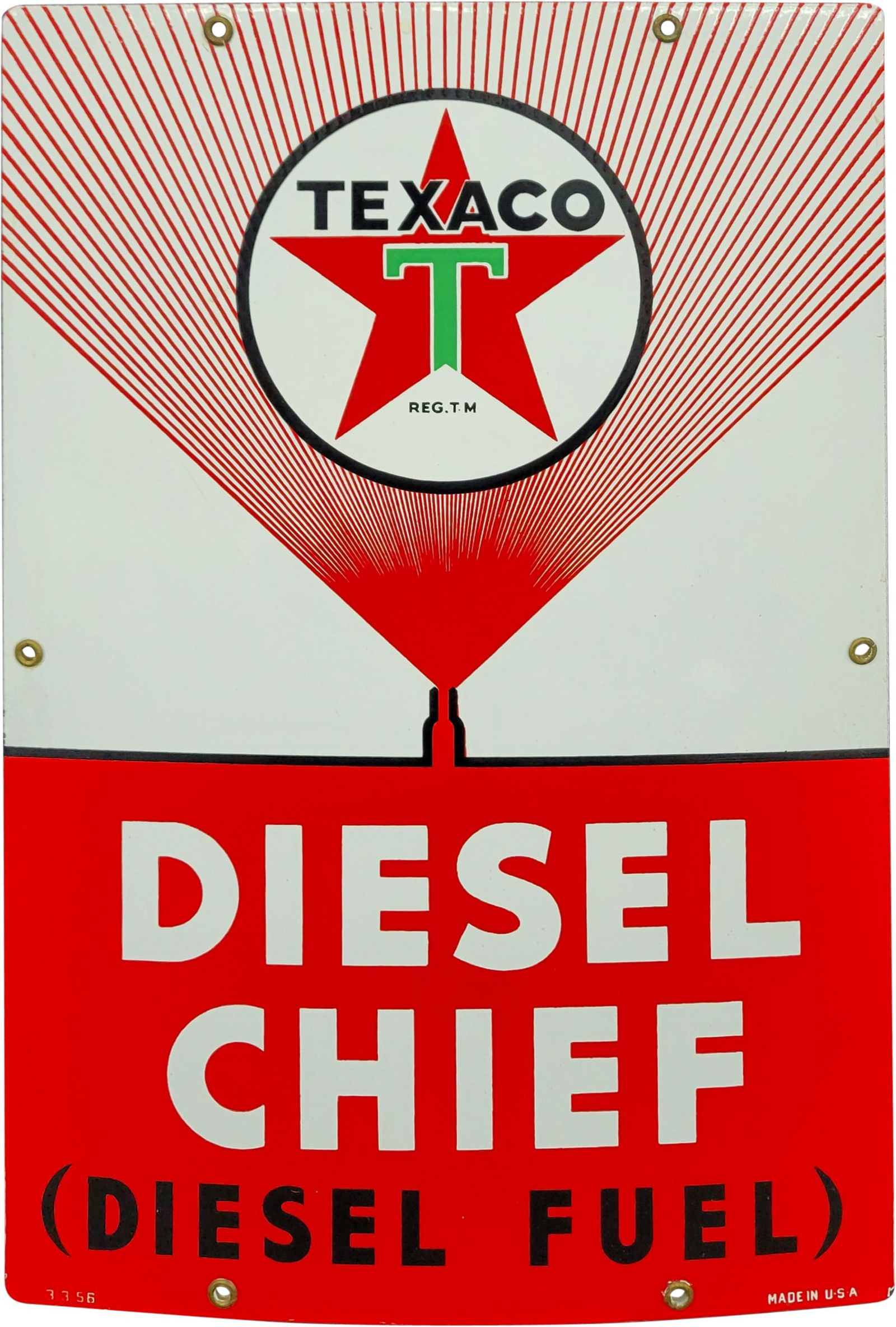 1956 Texaco Diesel Chief Single Sided Porcelain Gas Pump Plate Sign (1 of 2)