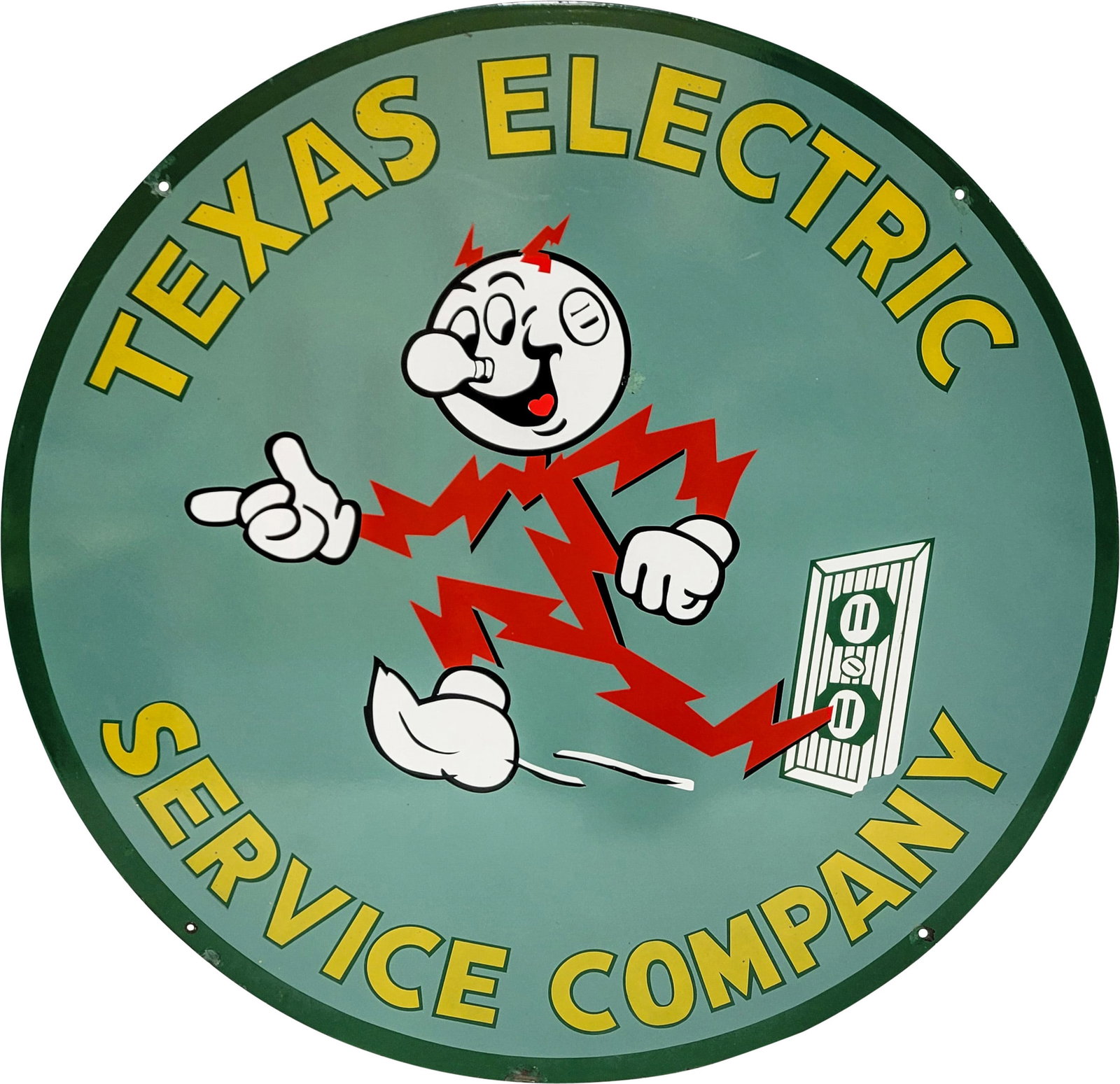 Texas Electric Service Company 36" Single Sided Porcelain Sign w/ Reddy Kilowatt (1 of 2)