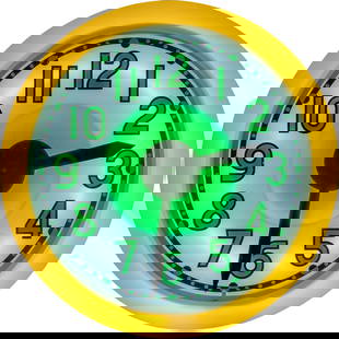 Cleveland Neon Advertising Clock: 25.75" x 25.75" x 7", single sided Cleveland neon clock. The clock and neon portions work as they should. The inner face exhibits light wear with small paint chips. The outer face has small scuffs and