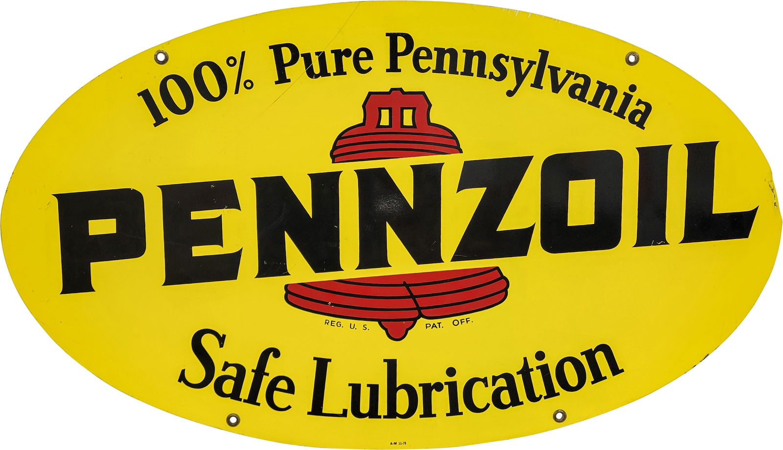 1970 Pennzoil Safe Lubrication Double Sided Tin Sign (1 of 3)