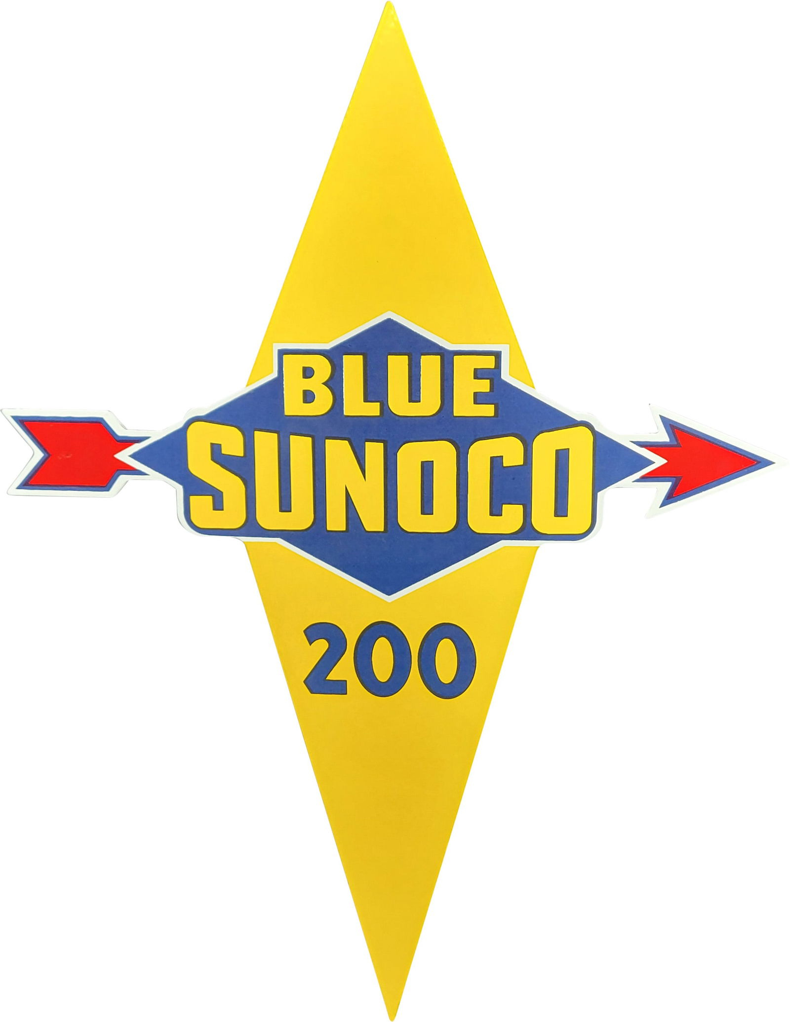 Blue Sunoco 200 Gasoline Die Cut Single Sided Porcelain Pump Plate Sign (1 of 2)