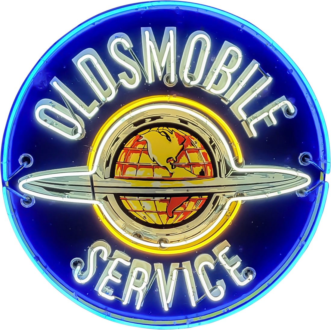 Oldsmobile Service 48" Single Sided Porcelain Neon Sign w/ World Logo (1 of 3)
