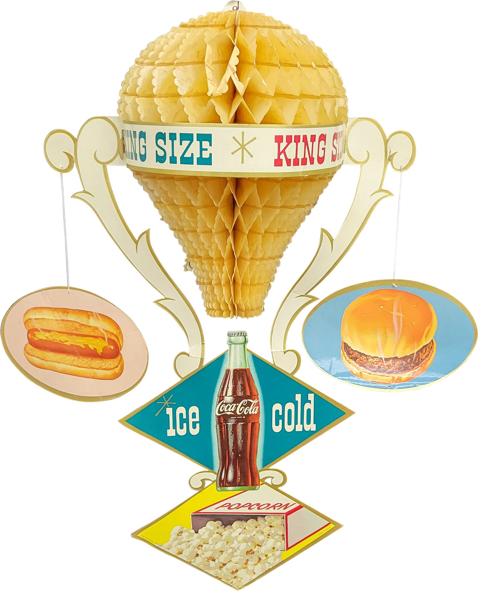Ice Cold King Size Coca Cola Popcorn Hanging Mobile Sign (1 of 3)