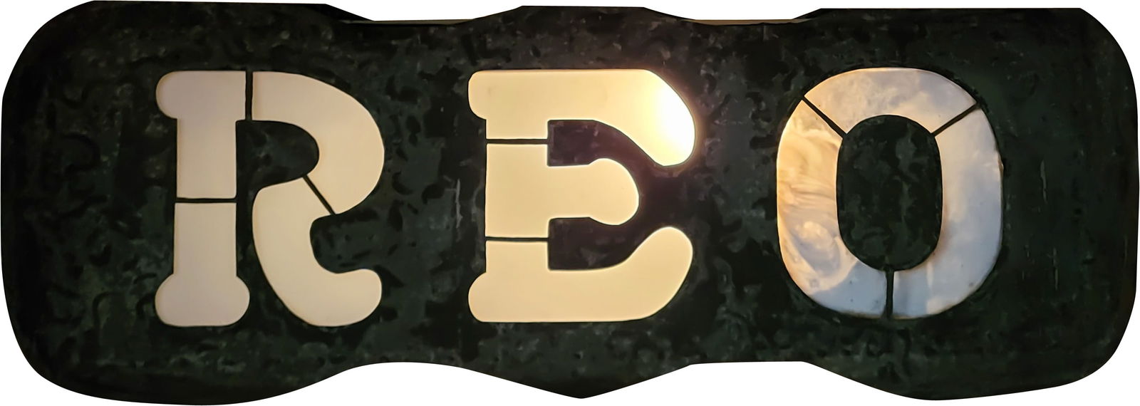 Scarce Early Reo Automobiles Milk Glass Lighted Double Sided Tin Sign (1 of 5)