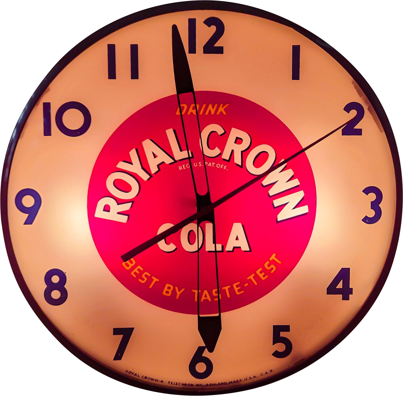 Drink Royal Crown Cola Light Up Telechron Advertising Clock (1 of 4)
