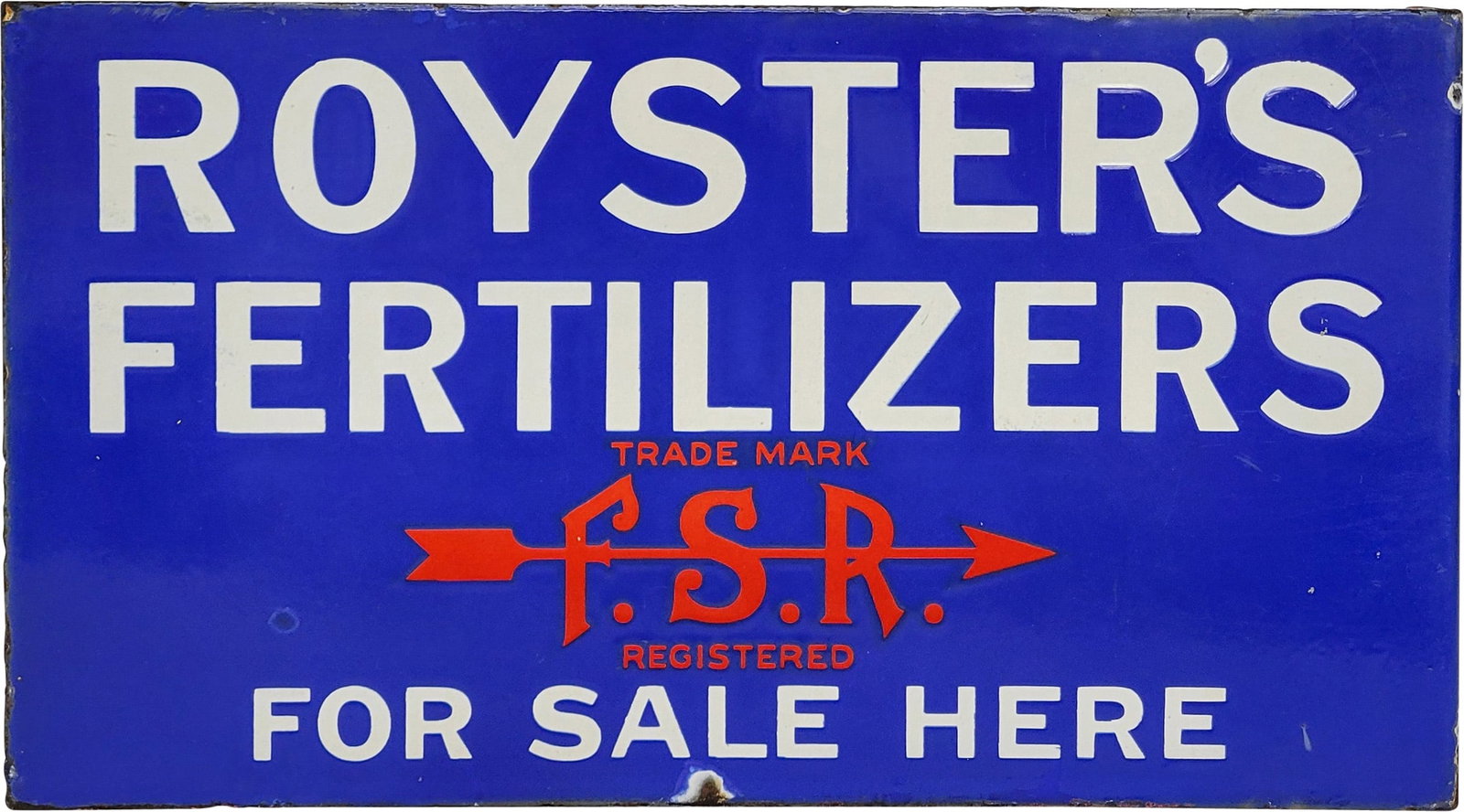 Royster's Fertilizers For Sale Here Double Sided Porcelain Flange Sign w/ Logo (1 of 3)