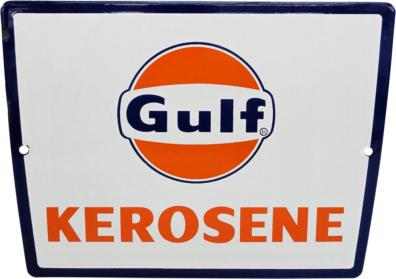 Gulf Kerosene Single Sided Porcelain Gas Pump Plate Sign w/ Logo (1 of 2)