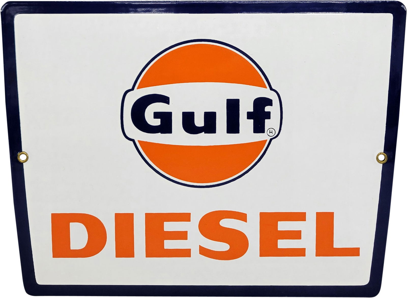 Gulf Diesel Single Sided Porcelain Gas Pump Plate Sign w/ Logo (1 of 2)