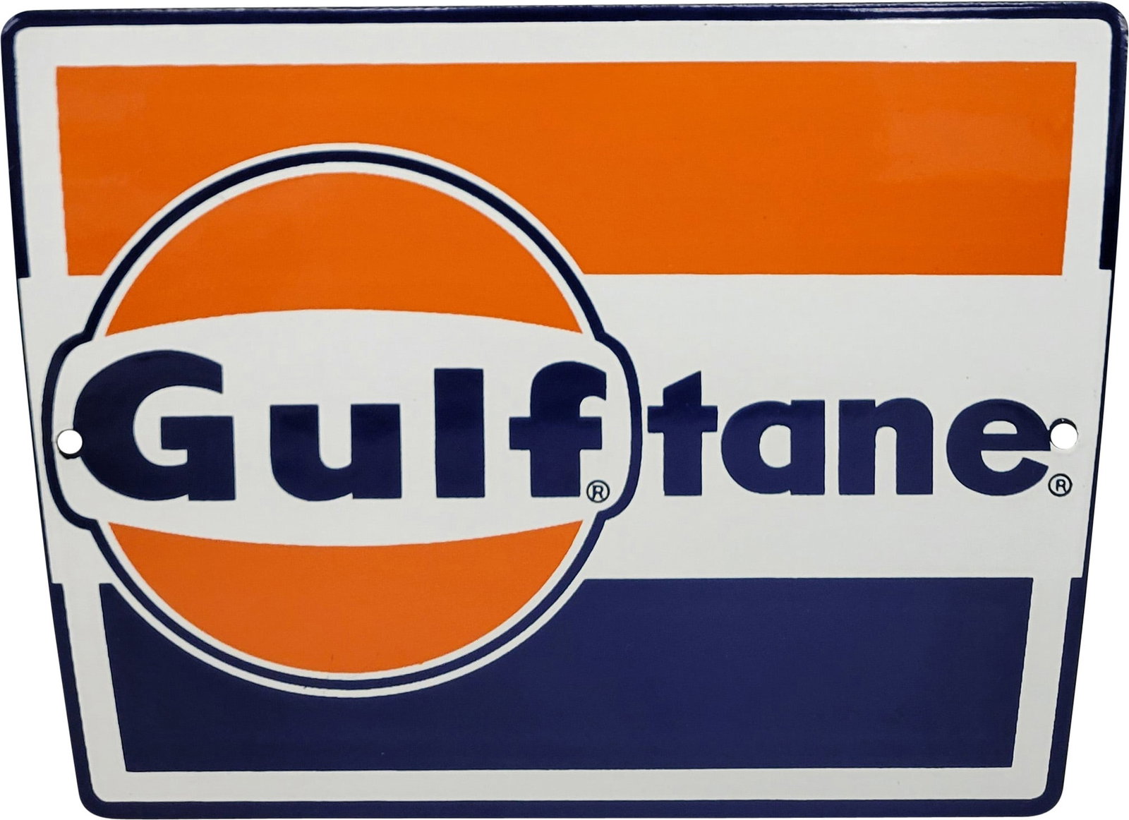 Gulftane Gasoline Single Sided Porcelain Pump Plate Sign "Large Logo" (1 of 2)