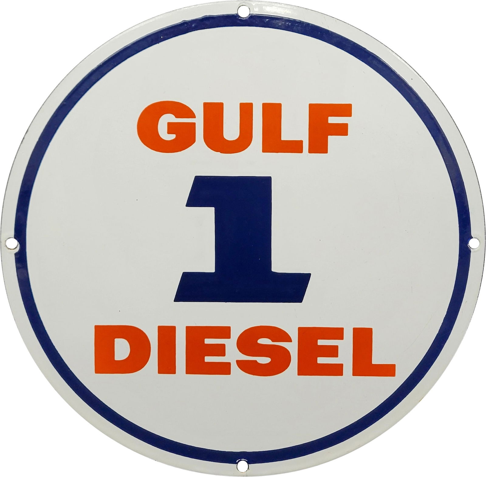 Gulf Diesel #1 Single Sided Porcelain Gas Pump Plate Sign (1 of 2)
