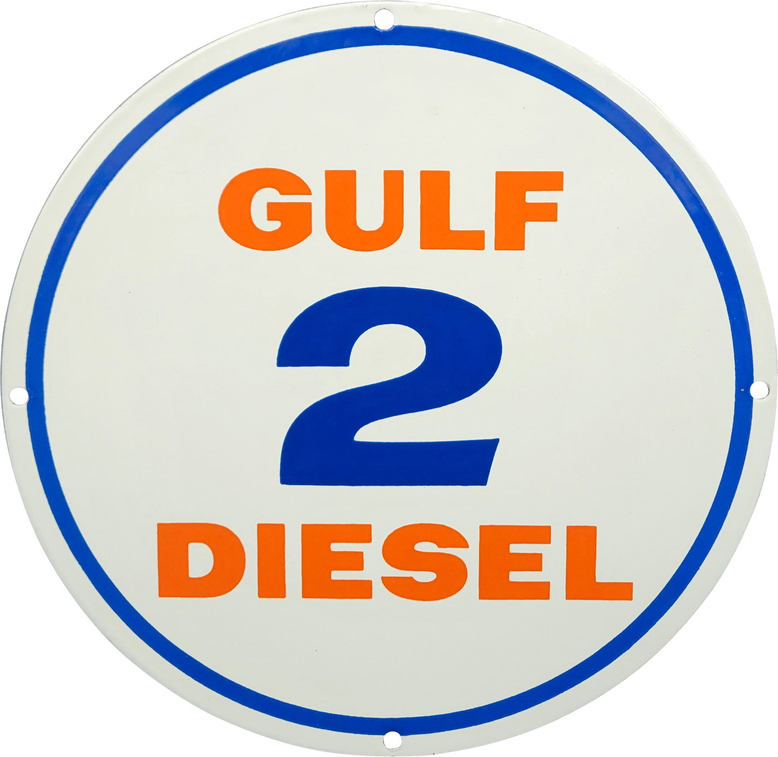Gulf Diesel #2 Single Sided Porcelain Gas Pump Plate Sign (1 of 2)