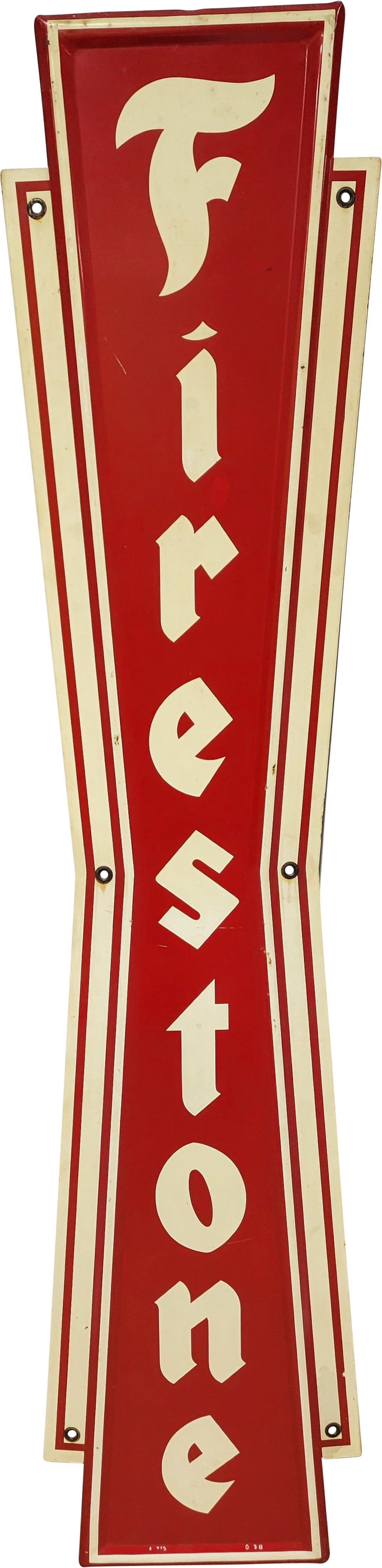 Firestone Single Sided Tin Vertical Bowtie Embossed Sign (1 of 2)