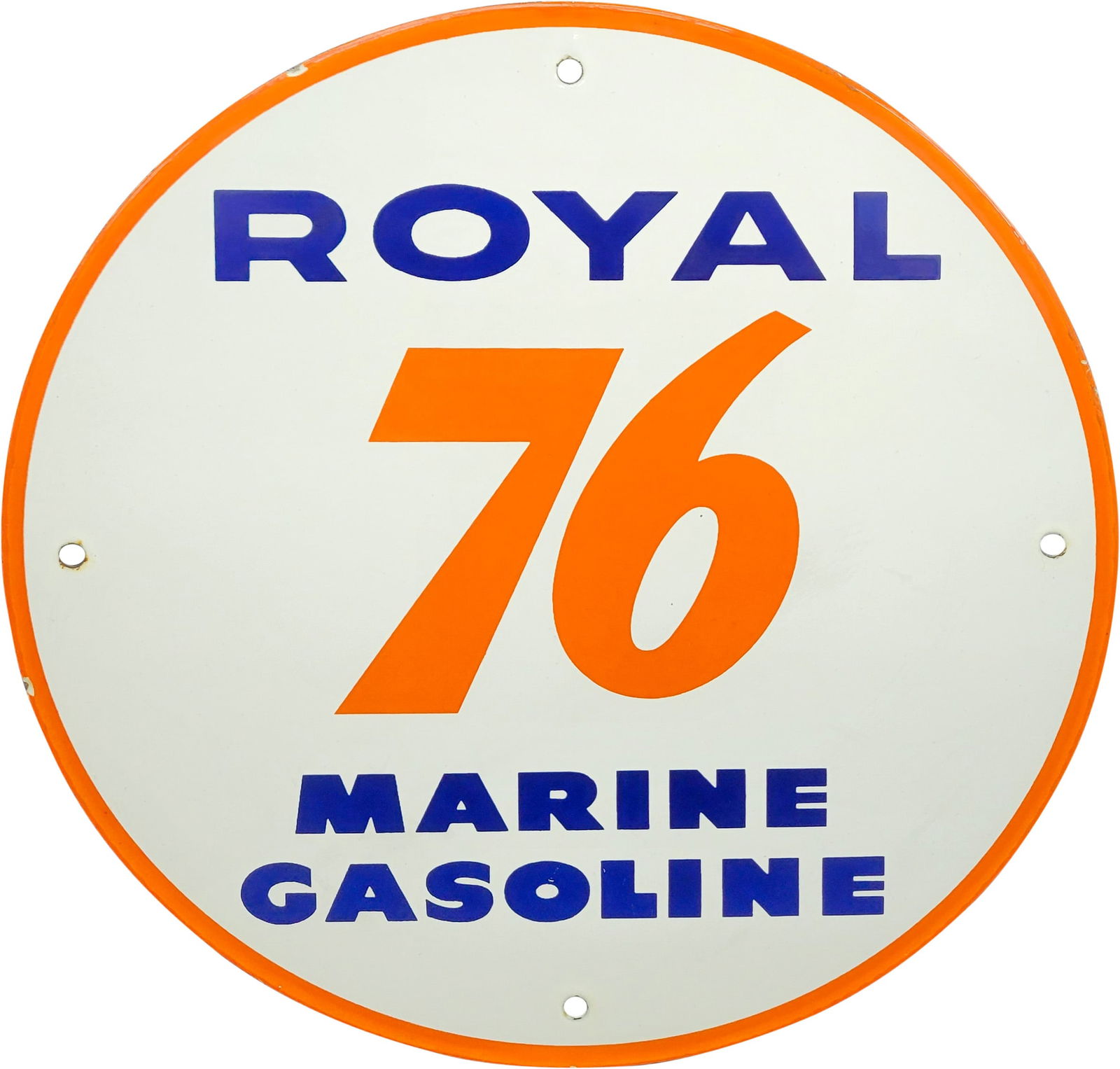 Scarce Union Royal 76 Marine Gasoline Single Sided Porcelain Pump Plate Sign (1 of 2)