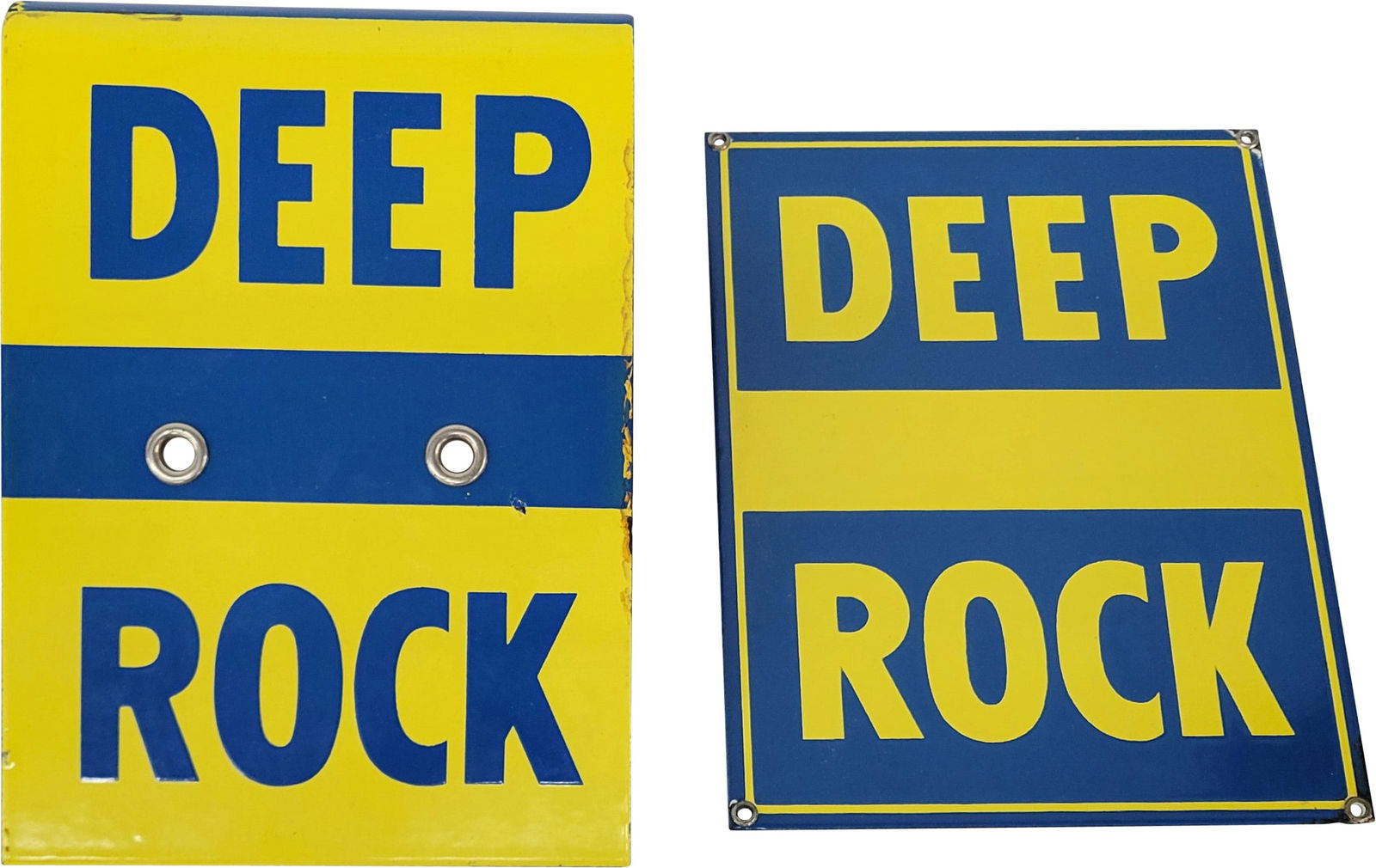 Pair of Deep Rock Regular Gasoline Single Sided Porcelain Pump Plate Signs (1 of 3)