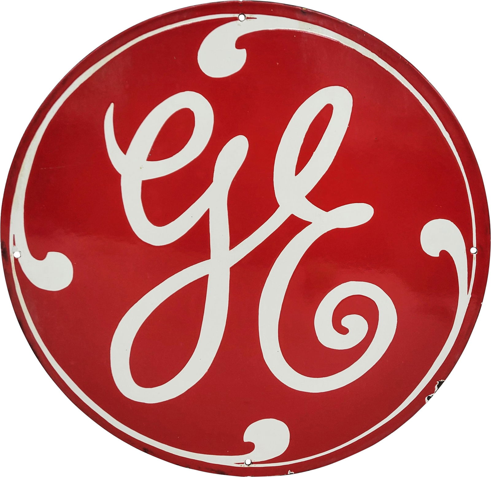 GE Double Sided Porcelain Round Sign (1 of 2)