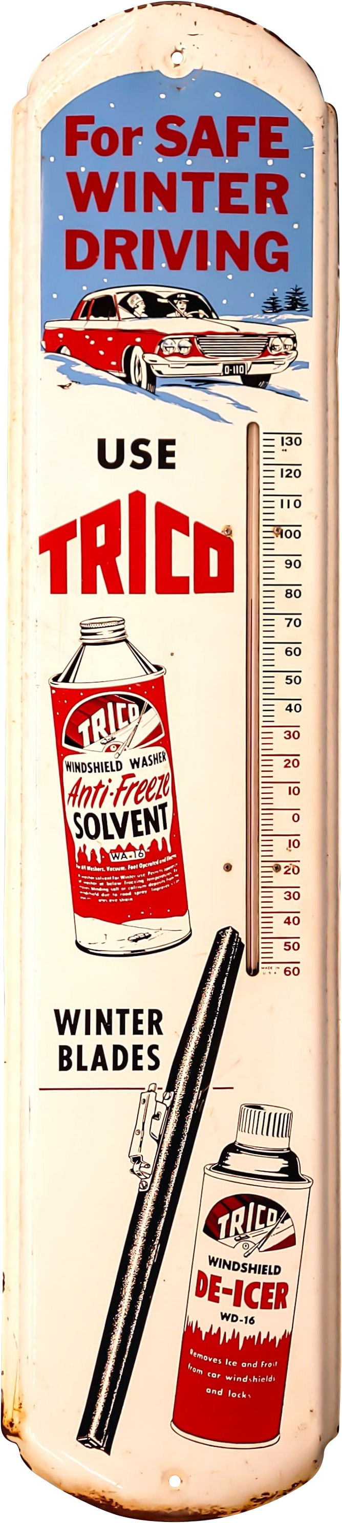 For Safe Winter Driving use Trico Winter Blades Single Sided Tin Thermometer w/ Car (1 of 3)