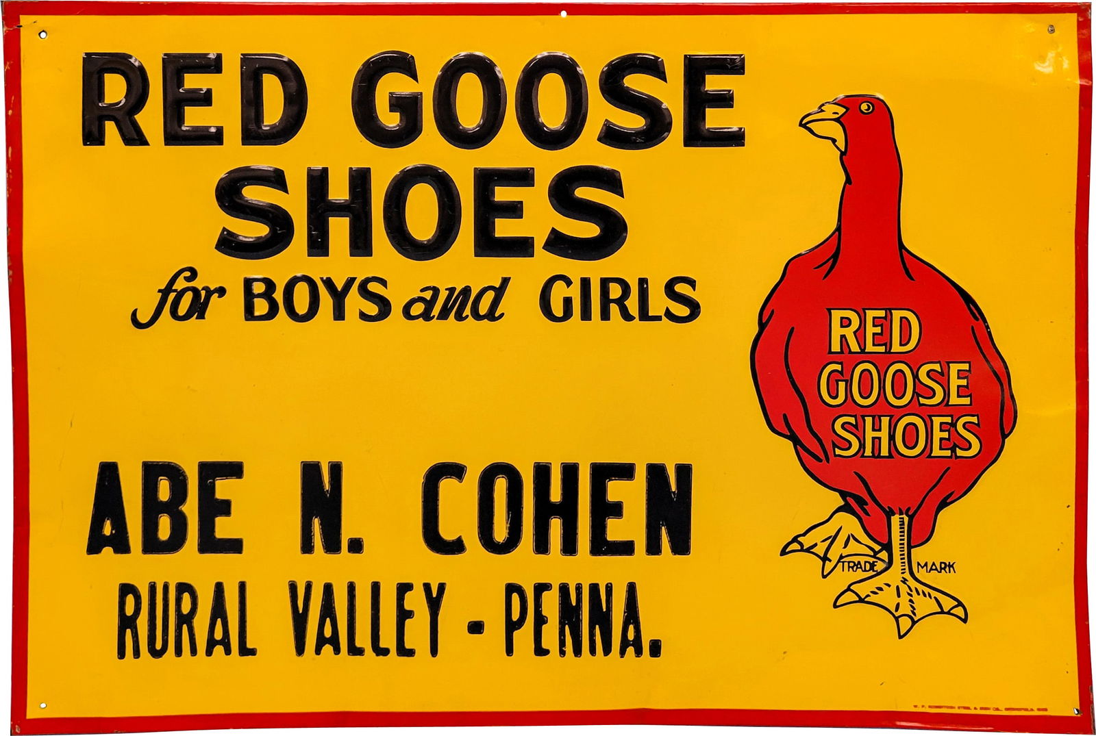 Red Goose Shoes for Boys and Girls Rural Valley PA Emb. Single Sided Tin Sign w/ logo (1 of 2)