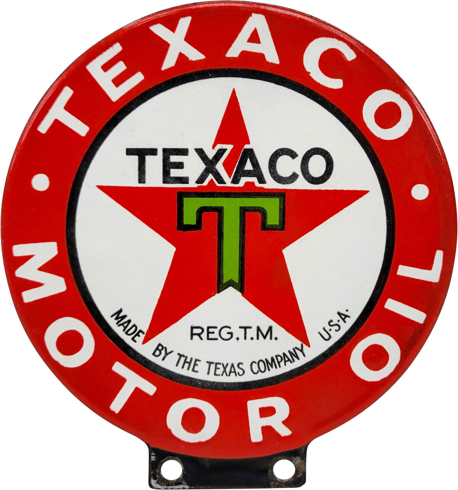Texaco Motor Oil Double Sided Porcelain Die Cut Lubester Paddle Sign (1 of 3)