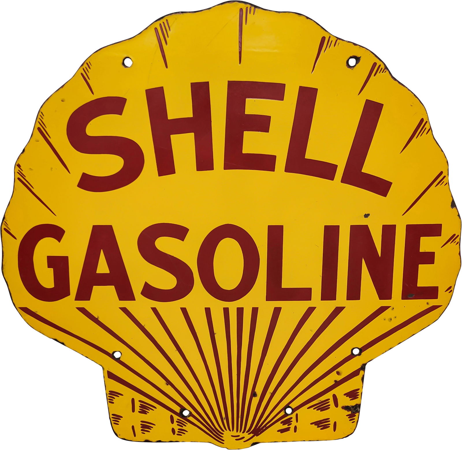1929 Shell Gasoline 25" Double Sided Porcelain Service Station Sign (1 of 2)