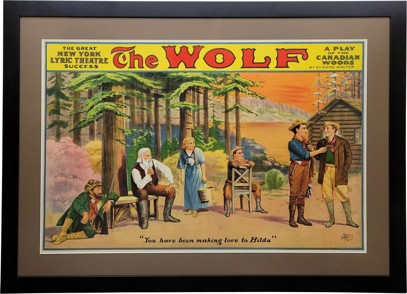 New York Theatre The Wolf A Play of the Canadian Woods by Eugene Walter Framed Advertising Poster (1 of 2)