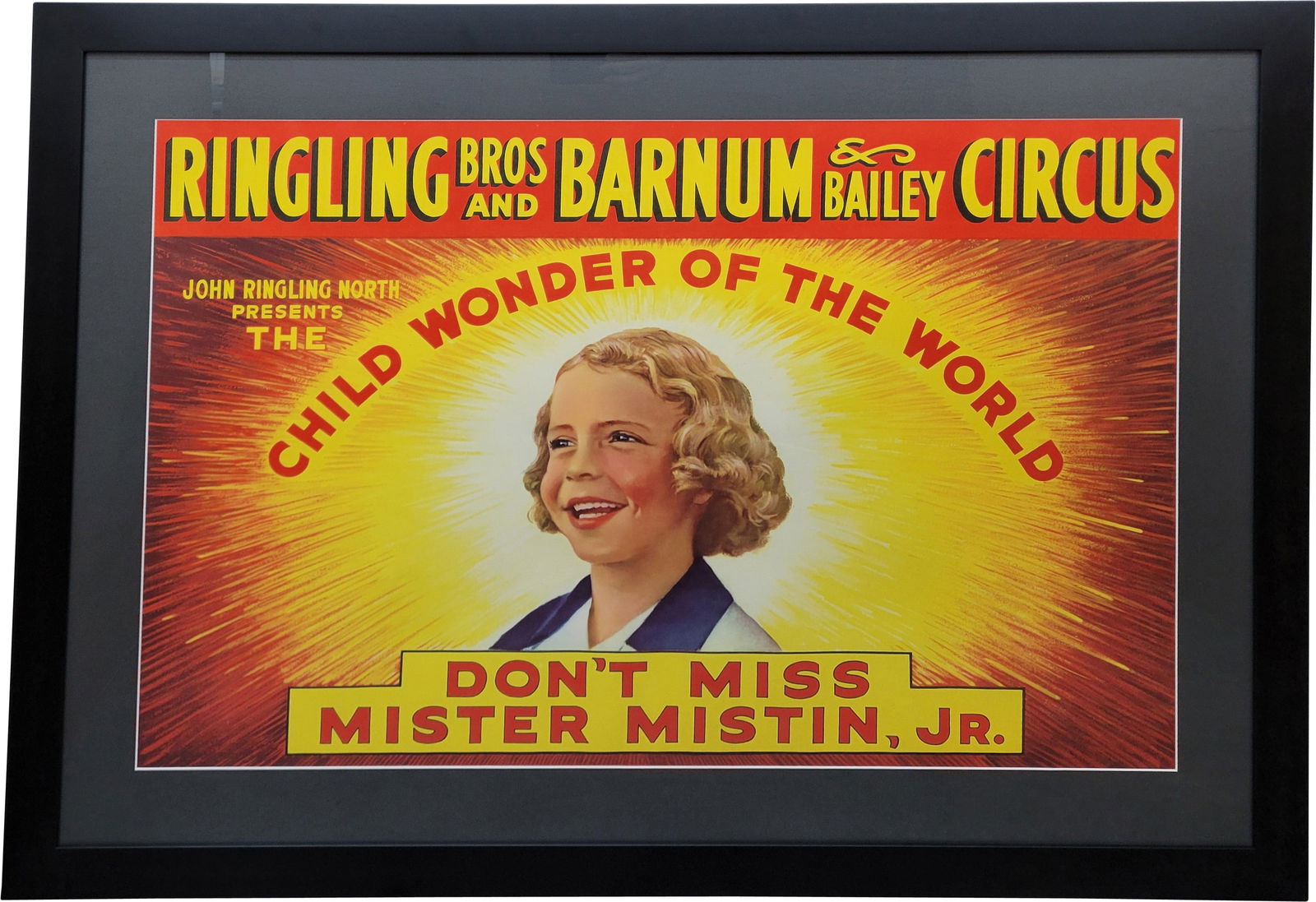Ringling Brothers and Barnum Bailey Circus "Child Wonder of the World" Framed Advertising Poster (1 of 2)