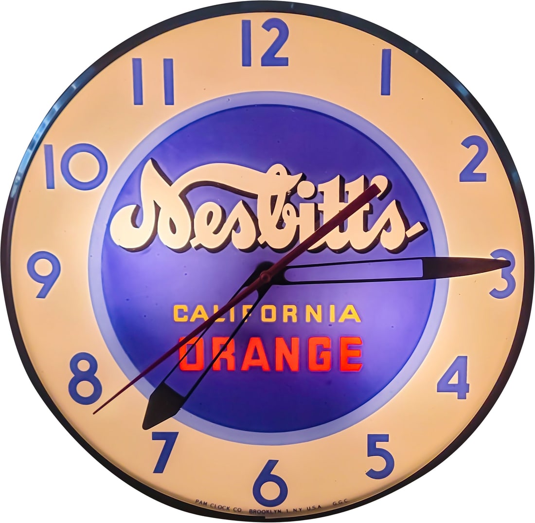 Nesbitt's California Orange Light Up Pam Advertising Clock (1 of 4)