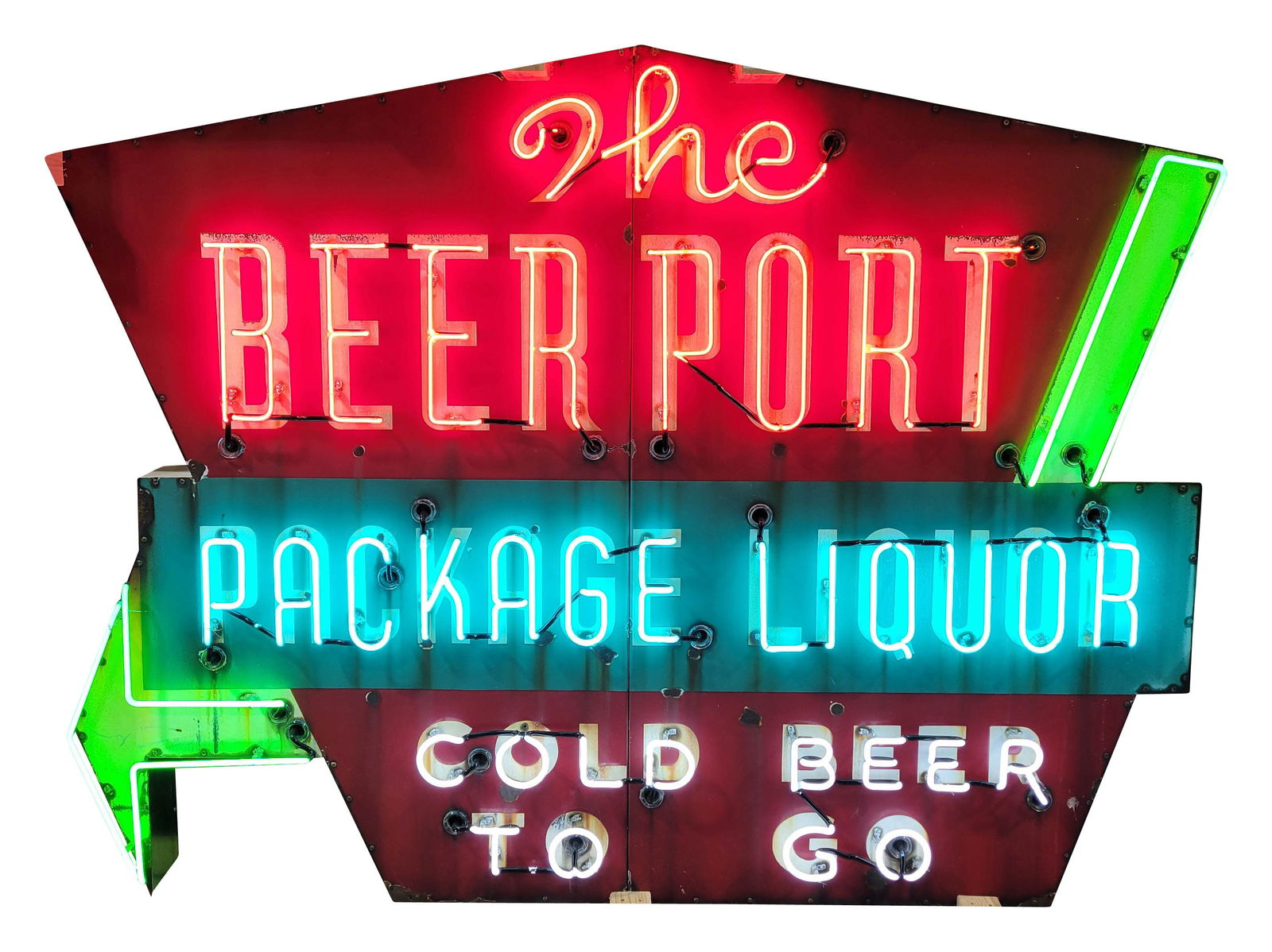 The Beer Port Package Liquor Cold Beer to Go 8' SSP Factory Neon Sign w/ Arrow (1 of 3)