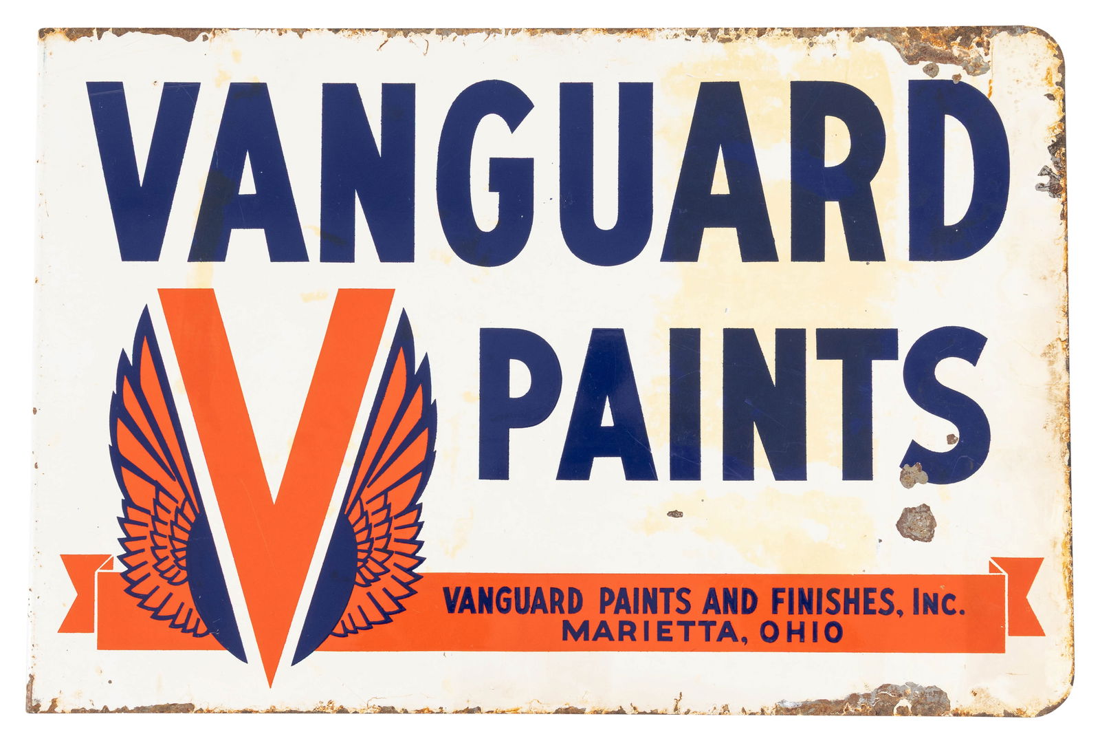 1955 Vanguard Paints DST Flange Sign w/ Winged Logo (1 of 3)