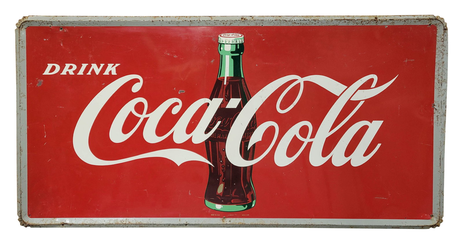 Drink Coca Cola Single Sided Tin Sign With Bottle (1 of 2)