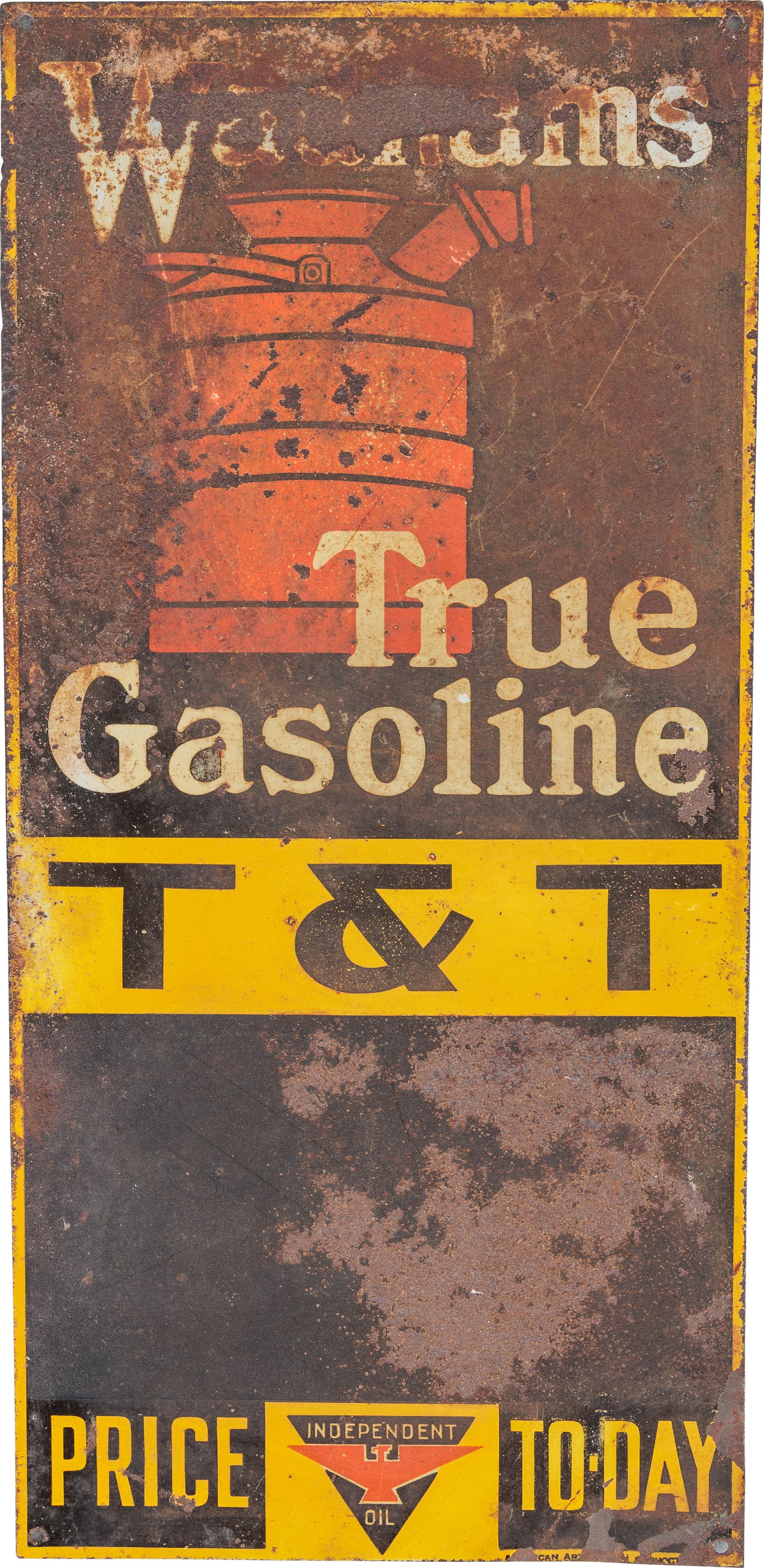 Rare Wadhams True T&T Gasoline SST Sign w/ Independent Logo (1 of 2)