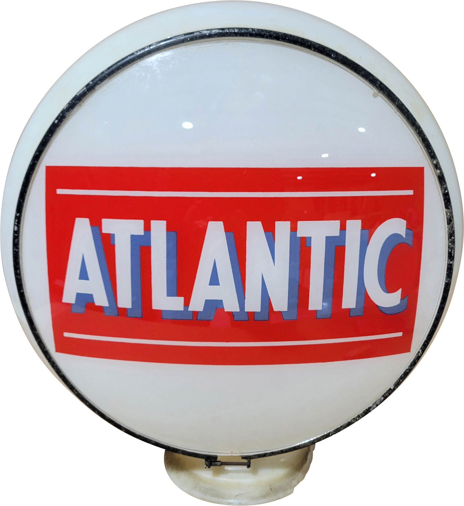 Atlantic Gasoline Complete 13.5" Gill Milk Glass Gas Pump Globe (1 of 3)