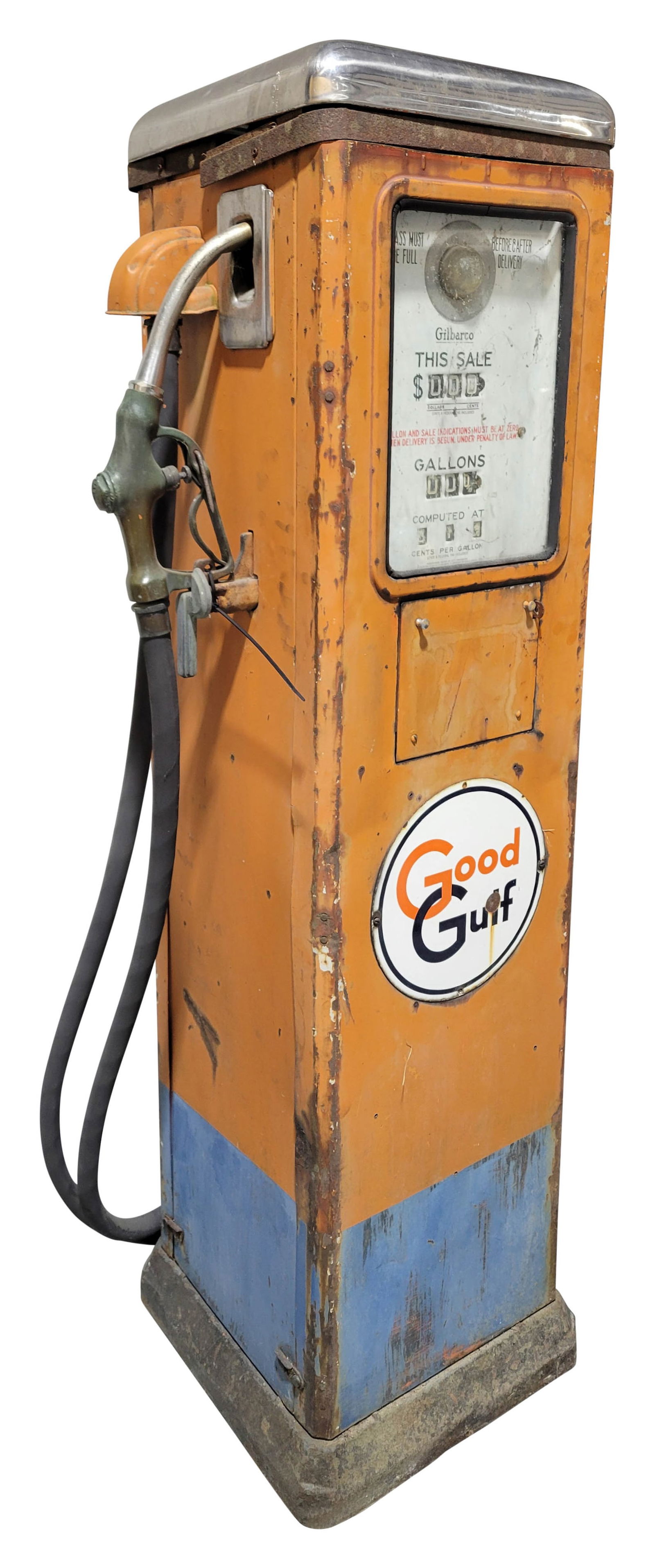 Gulf Gilbarco Unrestored Computing Chrome Top Gas Pump (1 of 4)